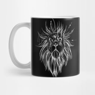 Sketch Style Lion with Geometrical Lines Mug